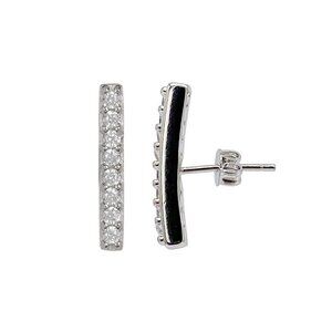New Adornia Silver Tone Cubic Zirconia‎ Bar Stud Earrings